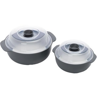 코멧 전자레인지 찜기 세트 그레이 550ml+1200ml, 1세트