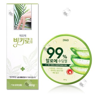 태극제약 제모제 비키로 크림 + 3WB 알로에 수딩젤 세트 팔다리 제모크림 셀프왁싱 제모관리, 1개, 360g