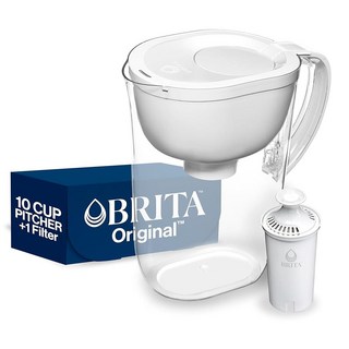 독일 Brita 리필 가능 정수 시스템 대형 10컵 피처 일상용 화이트 필터 1개, 표준