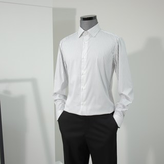리리버클래시 슬림핏 드레스셔츠 ﻿레귤러카라 스트라이프 드레스셔츠 블랙화이트 LJW31285BK