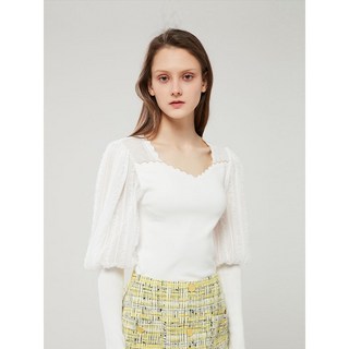 에고이스트 페미닌 소매 쉬폰 니트 풀오버 EN2KL863