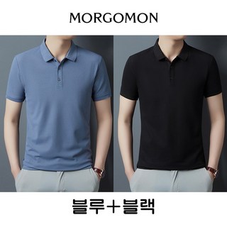 1+1 남성 폴로넥 반팔 티셔츠 봄 여름 솔리드 데일리 폴로셔츠 루즈핏 기질 반팔 상의 오피스룩 반팔티 2p YMY