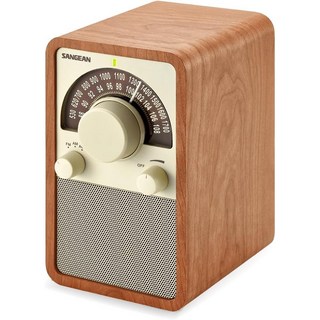 산진 라디오 탁상용 나무 미니 휴대용 소형 빈티지 WR-15WL AM FM, 호두