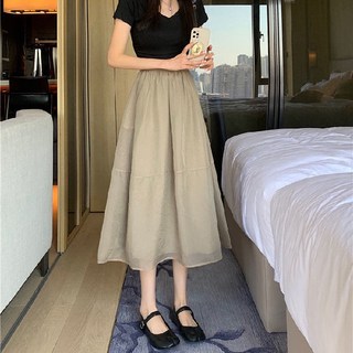 오간자 라인 밴딩 롱 스커트
