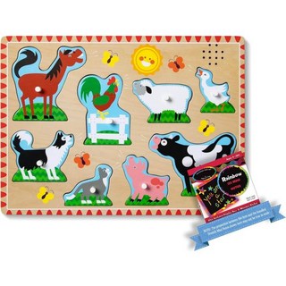 Melissa & Doug 멜리사 앤 더그 농장 동물 1 테마 호환 M&D 스크래치 펀 미니패드가 포함 사운드 퍼즐 번들 00726