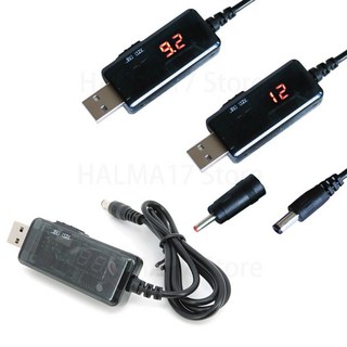 라우터용 전원 공급 케이블 USB to DC 5.5x2.1mm 2.5mm 3.5mm x 1.35mm 5V 9V 12V 가변 전압 LED 디스플레이 스위치 코드 J17