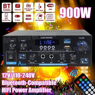가정용 자동차 노래방용 블루투스 디지털 앰프 AK35AK45AK55 사운드 앰프 2 채널 HiFi 스테레오 앰프 FM USB 원격 제어, 03 AK35 EU Plug, 3)AK35 EU Plug, 1개