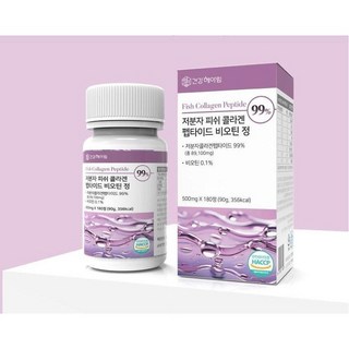 [6개월분] 건강헤아림 저분자 피쉬 어린 콜라겐 펩타이드 비오틴 정 99% (고함량 고순도 대용량) 식약처 해썹 인증, 180정, 1개