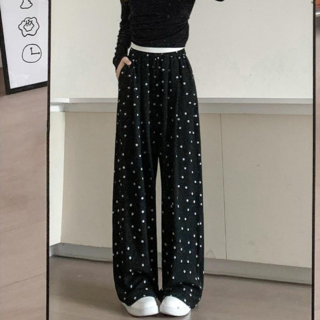 Skyciky 플라워 트레이닝 팬츠 하이웨스트 날씬 프린트 일자 와이드 팬츠 CCA-50