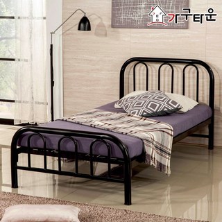 (주)가구타운 철제 DW102 싱글 S 슈퍼싱글 SS 단층 침대 단층프레임, 싱글 블랙, 철망받침대, 스프링 양면 매트리스
