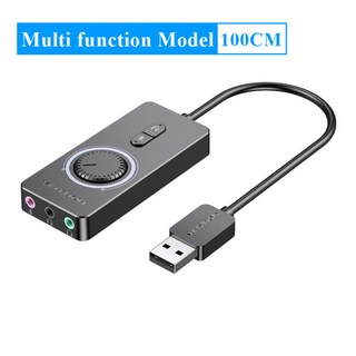 사운드카드 USB 사운드 카드 오디오 인터페이스 외부 잭 3.5mm 마이크 스피커 어댑터 노트북 PS4 PC 헤드, 100CM, 1개