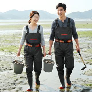 트렌빌 가슴장화 해루질 갯벌 낚시 블랙, 270