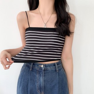 데이룸 여성 스트라이프 브라탑 끈나시 노와이어 브라렛