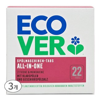 에코버 올인원 식기세척기 세제 레몬 만다린 22p, 440g, 3개