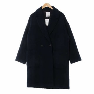 톰보이 7024 네이비 앙고라혼방 루즈핏빅카라더블롱코트 [80-90]