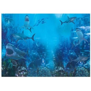 어항꾸미기 백스크린 수족관 탱크 장식품 shark under the sea world 사진 배경 생일 파티 배너 장식 바다 배경 사진 부스, 60cmx40cm, 1, 1개