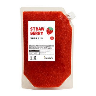 과일듬뿍 딸기청 1kg 과일청 딸기 라떼 빙수 우유용 시럽 베이스 소스, 1개