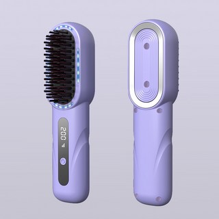 SmartGo 무선 충전식 빗고데기 휴대용 음이온 4단계 온도조절 매직기 헤어 스타일러 5000mah, 퍼플