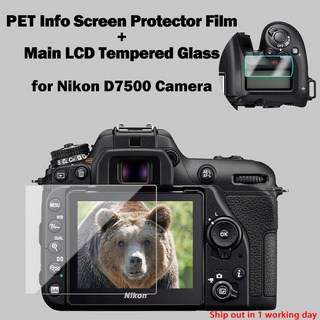 니콘 D7500 카메라용 강화 유리 보호 자체 접착 유리 메인 LCD 디스플레이 필름 정보 화면 보호기 가드 커버, 2 Set