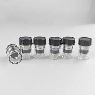 현미경 대물 렌즈 185 rms 20.2 mm 4x 10x 40x 100x 생물현미경용 대물렌즈는 각각 별도의 보관병이 있다