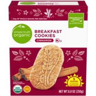 Simple Truth Organic Cinnamon Breakfast Cookies 5 ct / 1.76 Simple Truth 유기농 시나몬 아침 쿠키 5ct/1.76oz(2팩, 2개, 49g