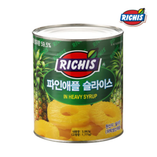 리치스 슬라이스 파인애플 통조림, 3kg, 4개