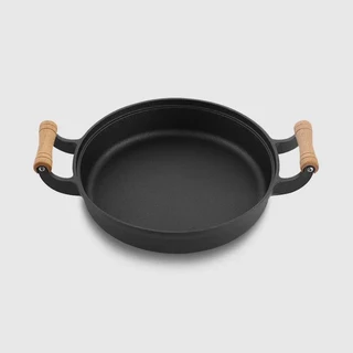 Thiened 주철 플랫 보트 팬 Non-Sti 코팅되지 않은 팬케이크 냄비 만두 er Double Ear Cooking Utensil, 12 29cm single pot