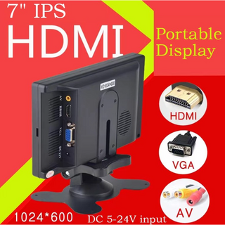 IPS 휴대용 디스플레이 HD 1024x600 스크린 AV CCTV 모니터 라즈베리 파이 호환 VGA D-SUB 반전 카메라용, 한개옵션0