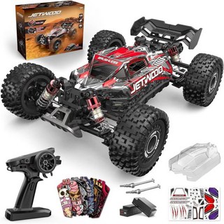 제트우드 1/16 성인 고속 리모컨 자동차 전기 4W RTR 브러시리스 RC 소년용 트럭 선물 최대 42mph 오프로드 버기 JC16EP 2개 리포 포함, Mars Red