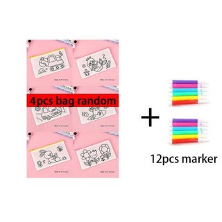 마커 DIY 부직포 그래피티 어린이 펜 케이스 가방 공예 문구 그림 원단 세트 보관 장난감 드로잉 색칠 창의적인, 02 4bag12marker