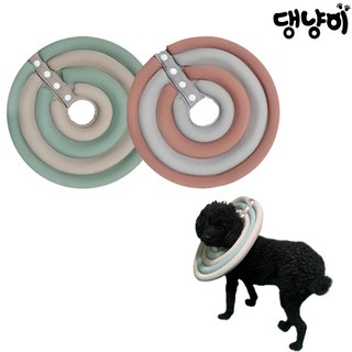 댕냥이 강아지 고양이 초경량 우주선 원형넥카라 2종 파스텔핑크/민트, 댕냥이 넥카라 파스텔핑크, XL, 1개