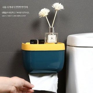 화장실 휴지 디스펜서 방수 벽걸이형 롤티슈케이스 깔끔하고 편리한 욕실 수납함 감성 인테리어 소품 휴지보관함 각휴지케이스, 핑크, 1개
