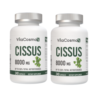 미국직배송 VitaCosmoX 시서스 추출물 Cissus 고함량 고농축 8000mg 케토스테론 50% 시서스캡슐 시서스 가루 분말, 2개, 240정