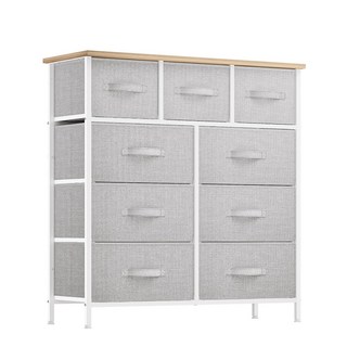 월로덴VORDERN 다용도 와이드 수납장 패브릭서랍 9단 4단9문 서랍장, 라이트그레이