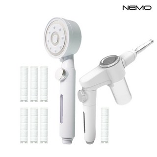 니모 카트리나 5단 필터샤워기1개 + 고압 버블세척건 1개 + 필터 7p + 호스커넥터1개, 화이트, 1세트