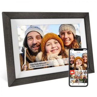 사진 액자 프레임 Frameo 스마트 디지털 목재 와이파이 IPS HD 1080P 전자 포토 터치 스크린 32GB 메모리 10.1인치, wood YM101, European regulations, 2) wood YM101 - American regul, 1개