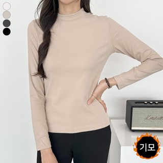 블레스유 여성 따뜻한 기모 반목폴라 긴팔 겨울 가을 간절기 스판 티셔츠 기본티 이너티 색상선택