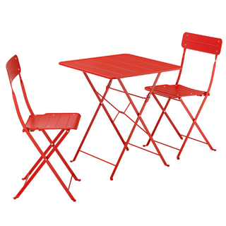 이케아 순쇠 테이블+접이식의자2 실외용 65x65cm, 외용 브라이트레드/브라이트레드 795.730.34