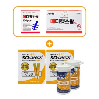 SD 체크골드2 시험지100매+채혈침100개+알콜솜100매 당뇨 혈당측정지 세트 당뇨시험지 [벤저스 출고], 1세트, 100개입
