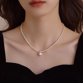 FANSYLI 펜던트 진주 목걸이 여성 고급 큐빅 미니 진주 목걸이 14k 도금 데일리 클래식 비즈 한복 목걸이 W2503M16