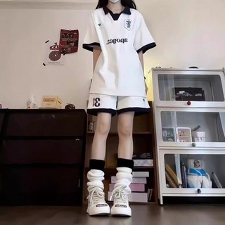 swygsqql여름 여성 트레이닝 세트 카라 반팔티+반바지 루즈핏 통기성 면소재 빅사이즈 상하의세트 캐주얼 운동복 세트
