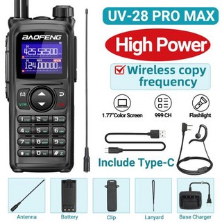Baofeng UV 28 PRO Max 워키 토키 10W 다중 대역 무선 복사 주파수 장거리 수신기 유형 C AM 양방향 휴대용 라디오, EURO, Add-H-771, 1개