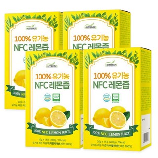 유기농 레몬즙 스틱 통레몬 껍질째 착즙 NFC 생레몬 원액 주스 물에 타먹는 레몬수 오가닉, 4개, 280g