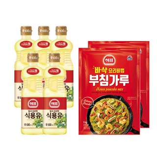 사조 해표 콩기름 0.9L x5개 +부침가루 1KG x2개, 7개, 900ml