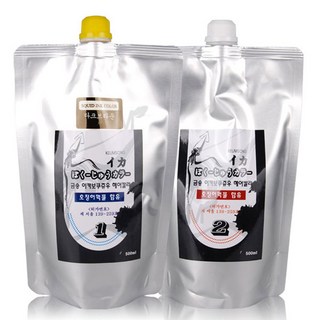 뉴겐 금송 이카 보쿠쥬우 오징어먹물 헤어칼라 1제 500ml + 2제 500ml, 다크브라운, 1세트