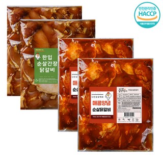 다인꼬꼬댁이 춘천식 수제 양념 닭갈비, /행사/(양념순살500gx2)+(간장순살500gx2), 4개, 500g