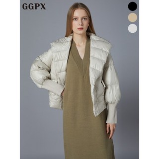 GGPX V넥 빅카라 구스 숏 패딩 점퍼 GOAJP004F