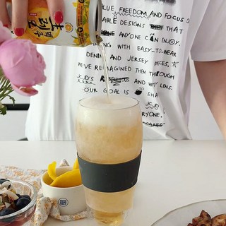 냉동실 얼음 맥주컵 이중유리 실리콘밴드 유리컵 하이볼잔, 1개