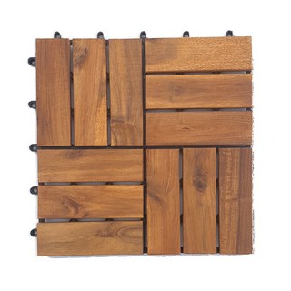 이쁜집 아카시아 원목 데크타일 베란다 타일 12슬롯 10개 1세트, 내츄럴
