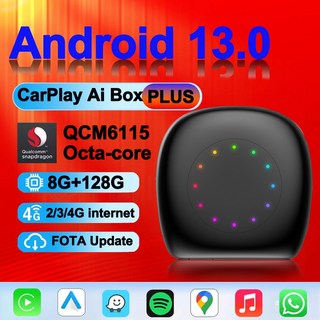 카플레이 안드로이드 13 CarlinKit CarPlay AI Box Qualcomm SM6225 무선 Netflix YouTube FOTA 업그레이드 용 자동 스마트 TV 박스, EAU Android 13 LED, 8GB 128GB